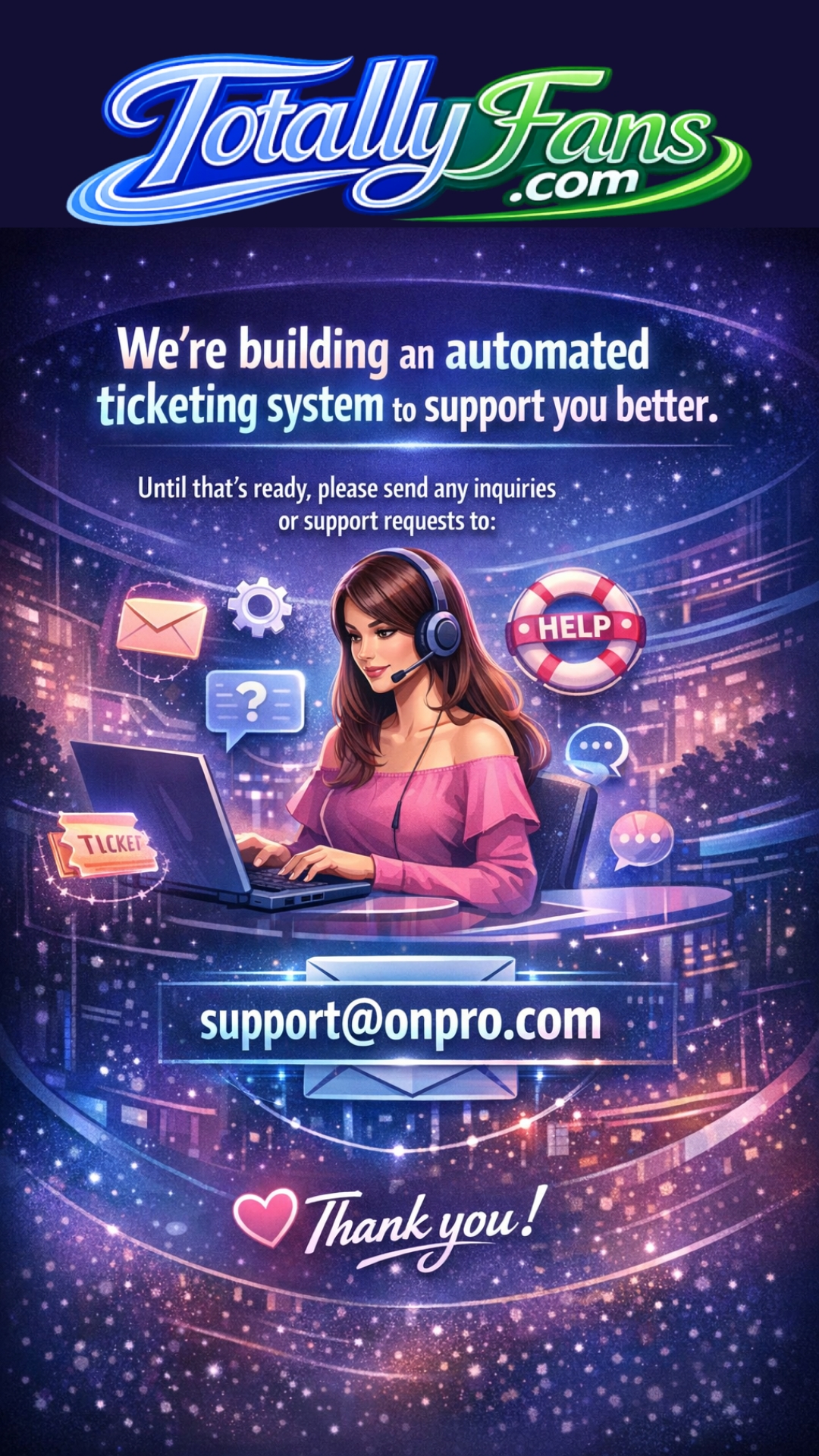 TotallyFans support information